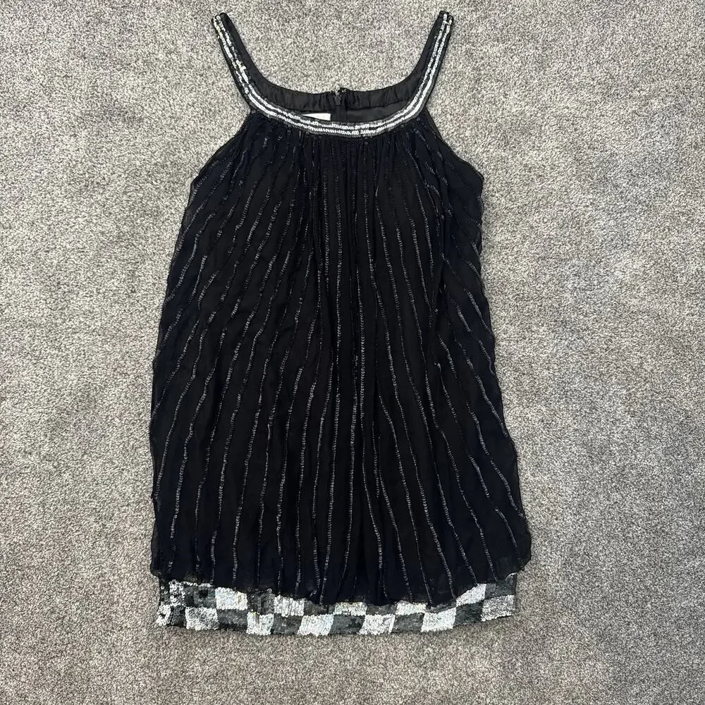 Glam Gurlz Silk Micro Mini Dress 10 Vintage YK Glam Gatsby Flapper Party Sequins